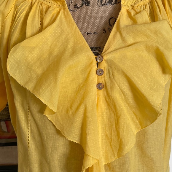 Diane Von Furstenberg yellow cotton blouse size 2 - Picture 2 of 8